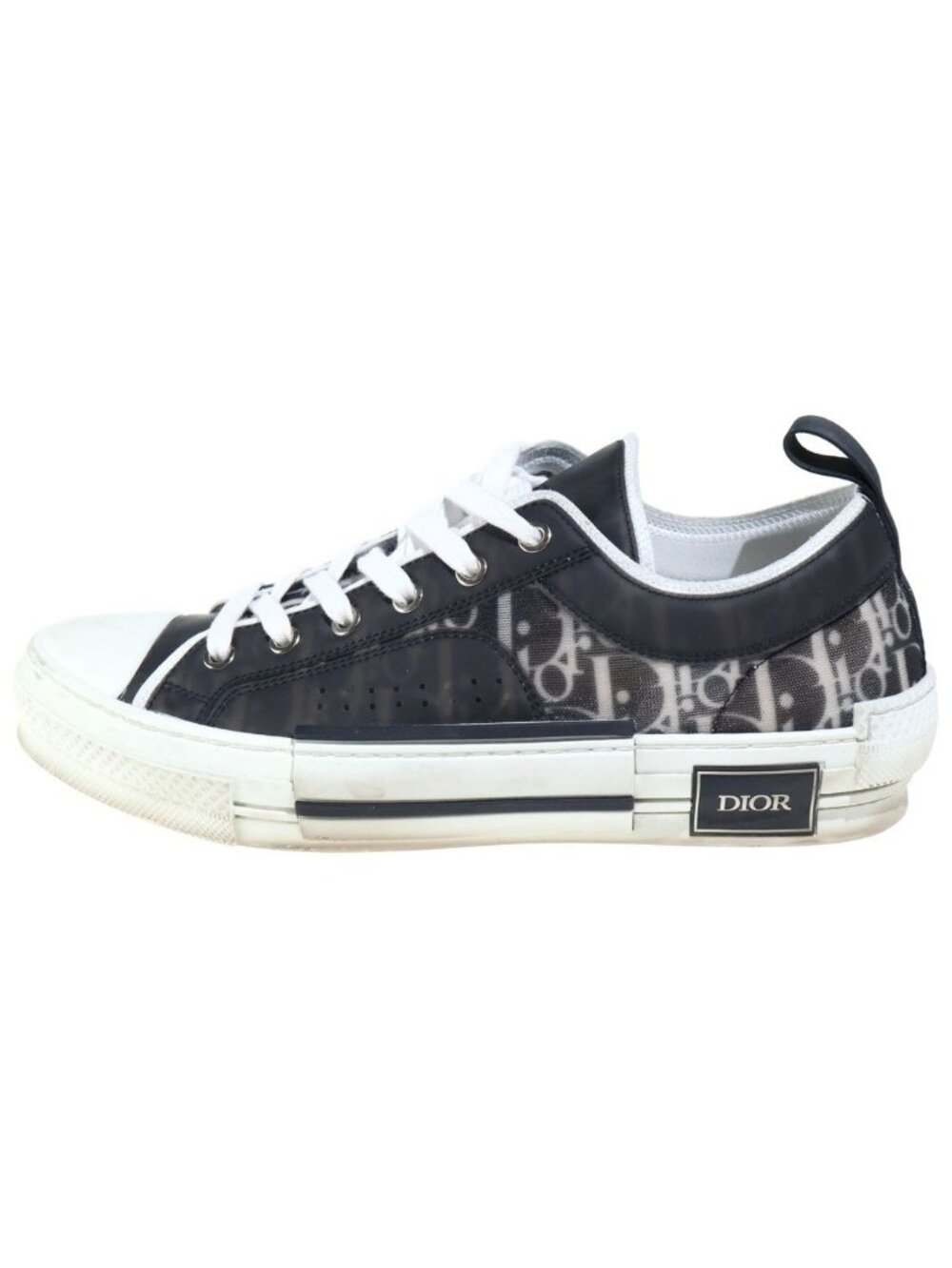 Dior B23 Oblique Canvas Logo All Over Print Low-Top Sneakers Black White